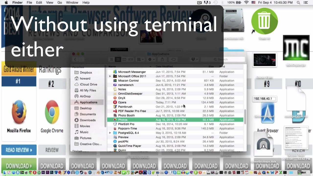 Delete default apps mac terminals
